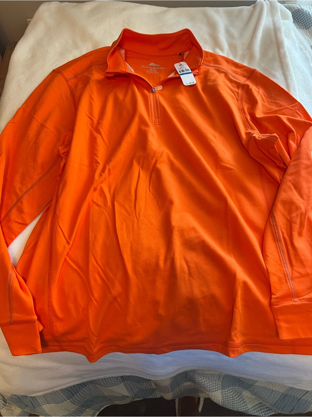 Tommy Bahama Men's Bright Orange Quarter-Zip Pullover